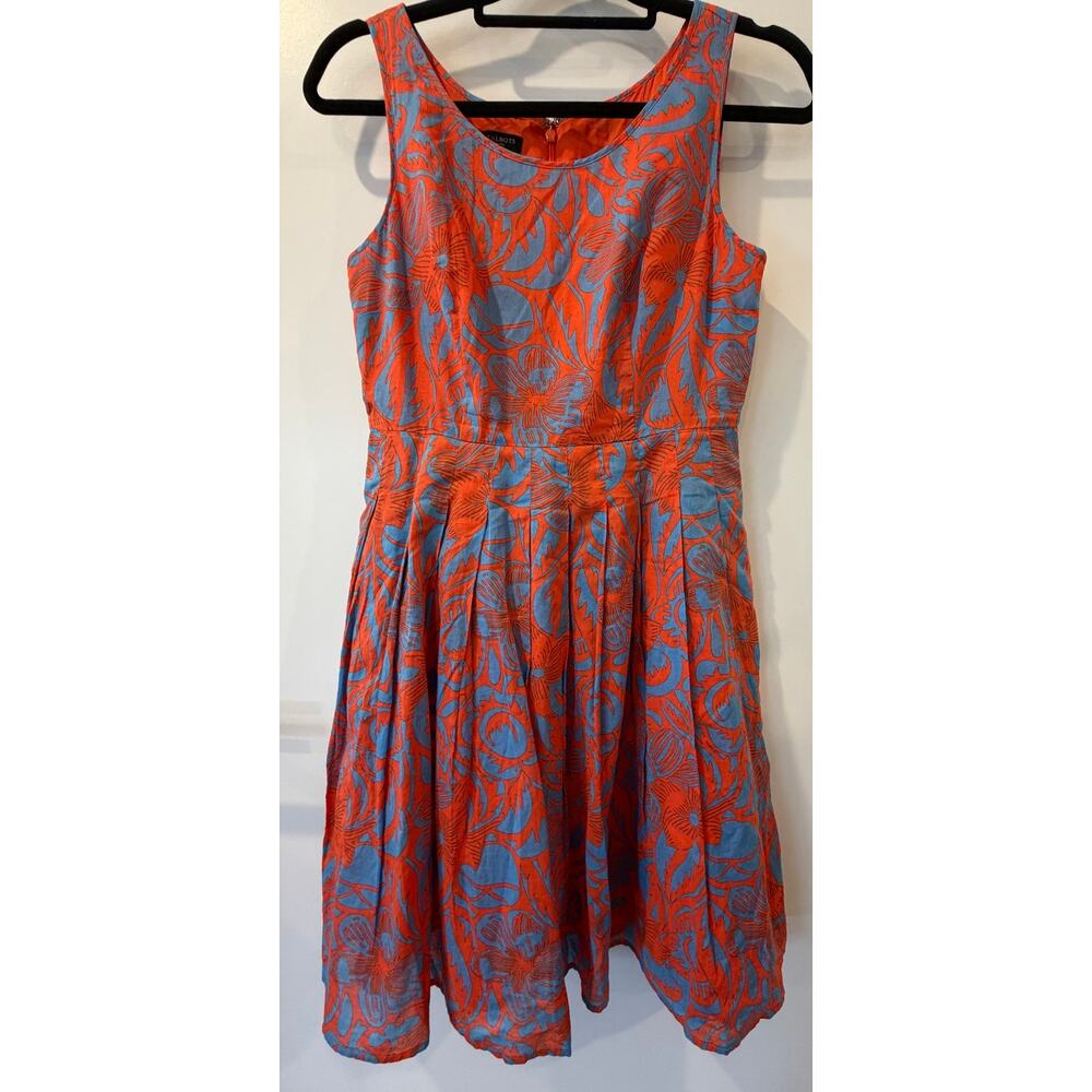 Talbots Midi Garden Dress Petites Womens Size 2 Blue Floral